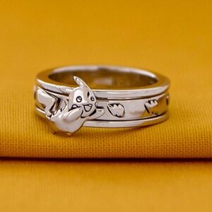 Silver 925 Pokémon Pikachu RockLove Spinning Ring - Size 7 - NWOT